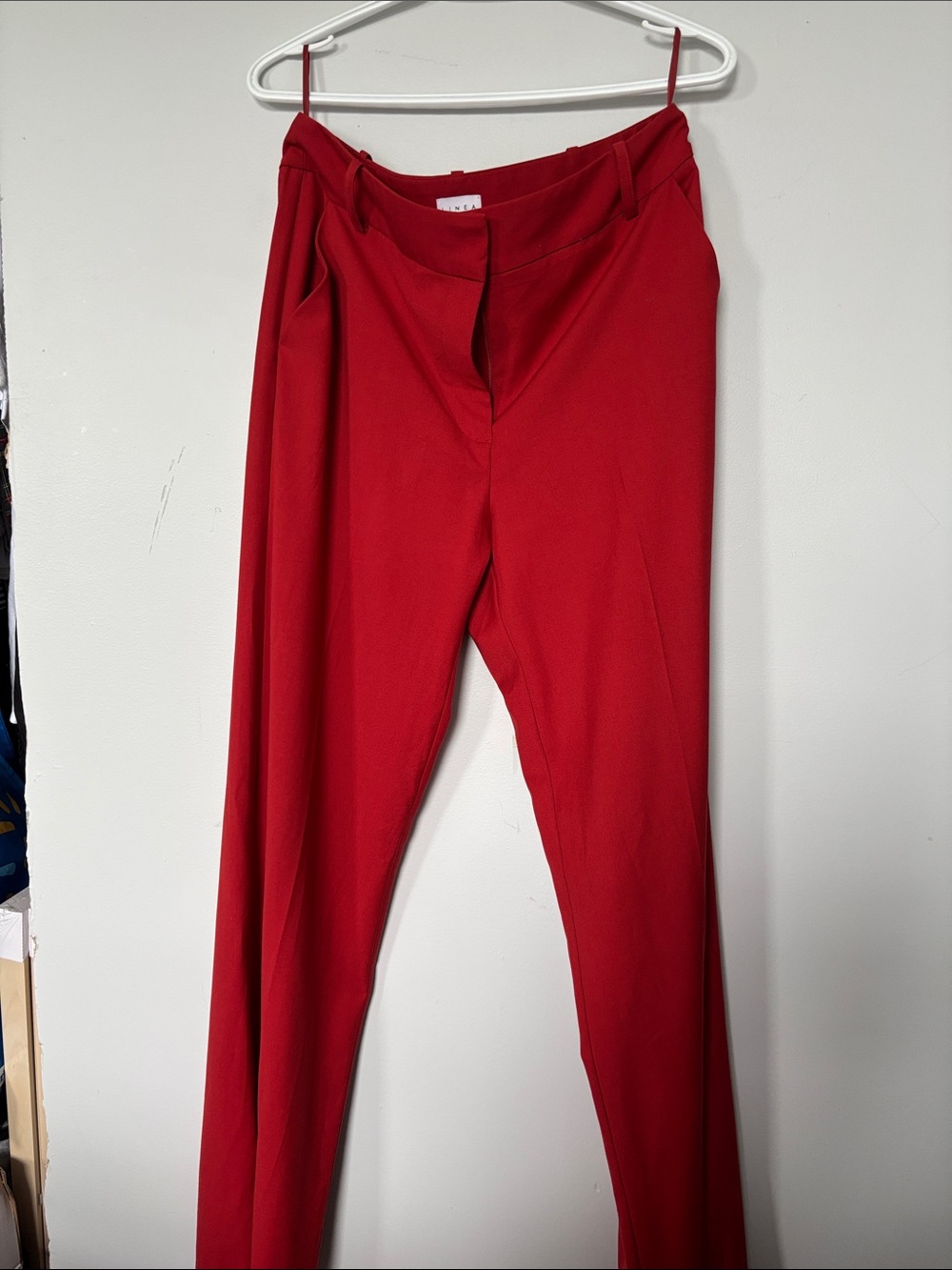 Brand Linea Red High-Rise Straight-Leg Trousers